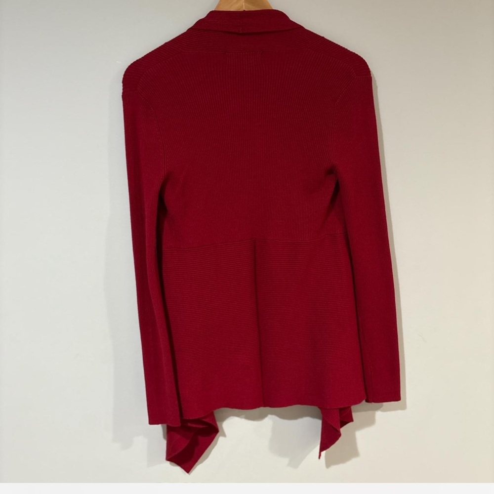 Context Red Open Front Cardigan S Rayon Nylon Knit Soft Stretchy - Picture 5 of 7